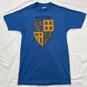 Vintage Yale Saybrook Hanes Blue Tee with Gold Crest Design